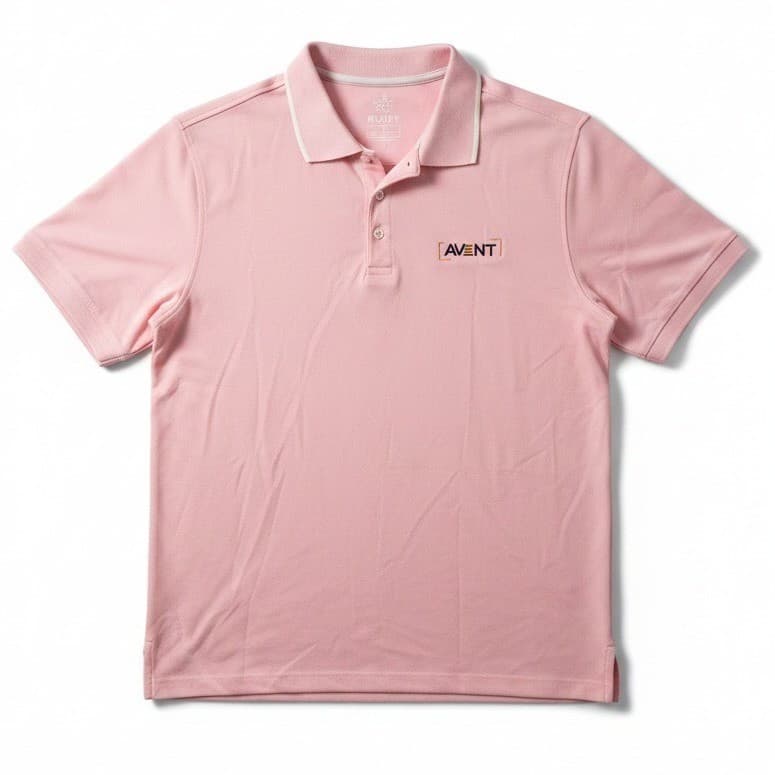 Rugby University Pink Polo, Short Sleeve Avant Logo Shirt, Men's Size Large