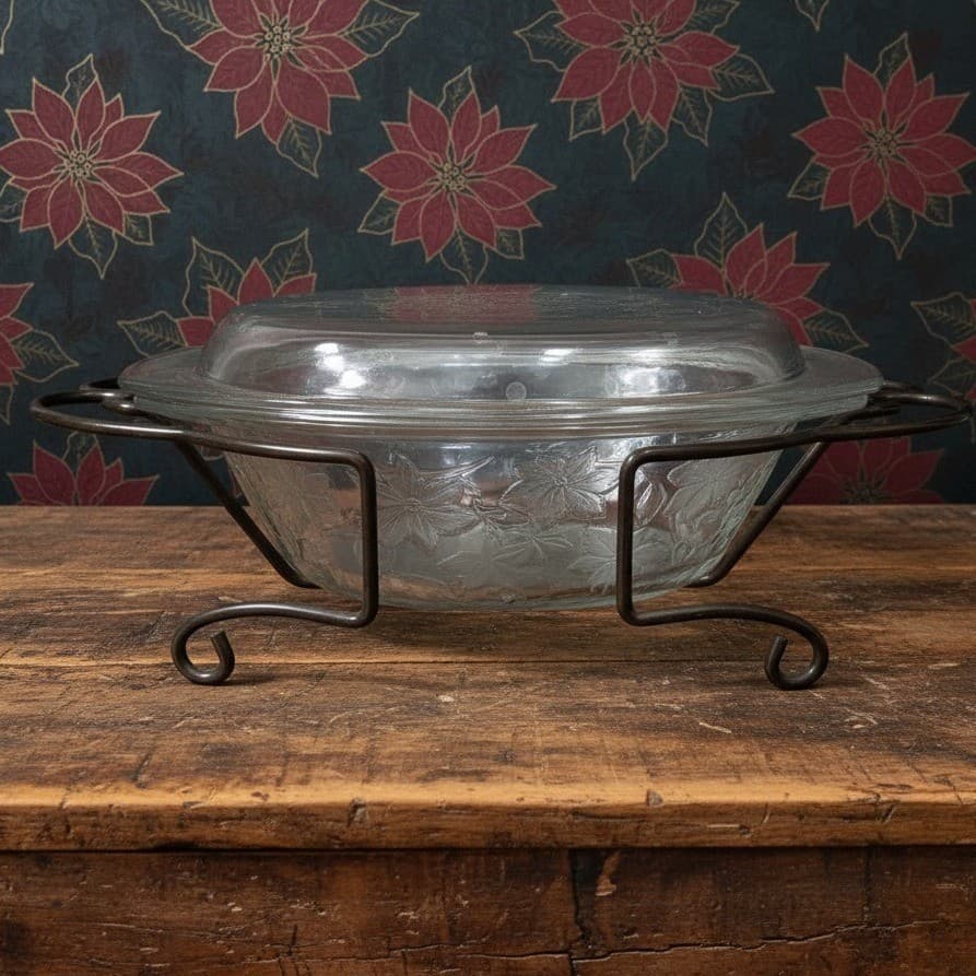 Princess House Crystal Fantasia 3 Qt Covered Casserole Baker w/ Lid & Stand