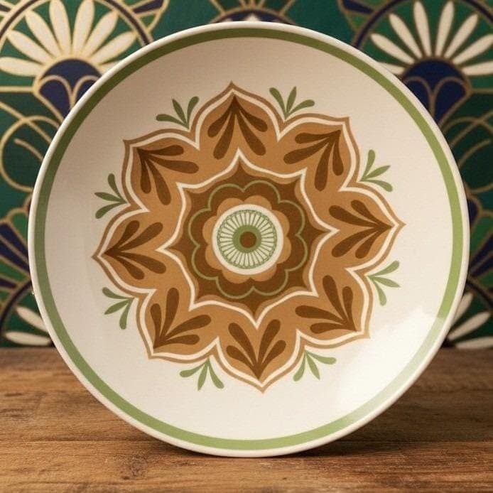 Cavalier Dinner Plate Vintage Green Brown Flower Scrace