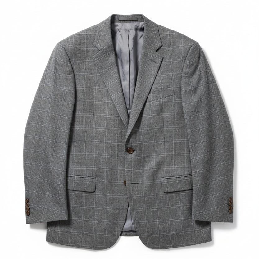 Lauren Ralph Lauren Grey Glen Plaid Blazer, Men's 42R Two Button Sport Coat