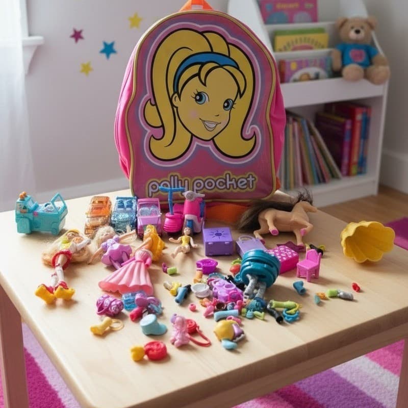 Polly Pocket Doll Lot: Backpack Vehicles Horse Clothes Accessories, Vintage Doll