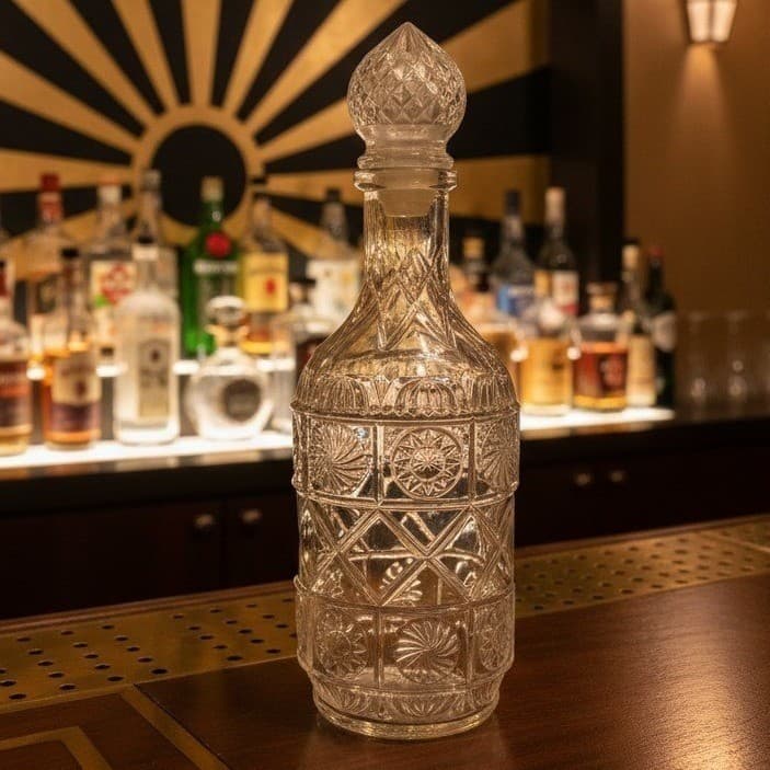 Federal Glass Clear Liquor Bottle, Vintage Decanter, Bar Accessory, Replacement