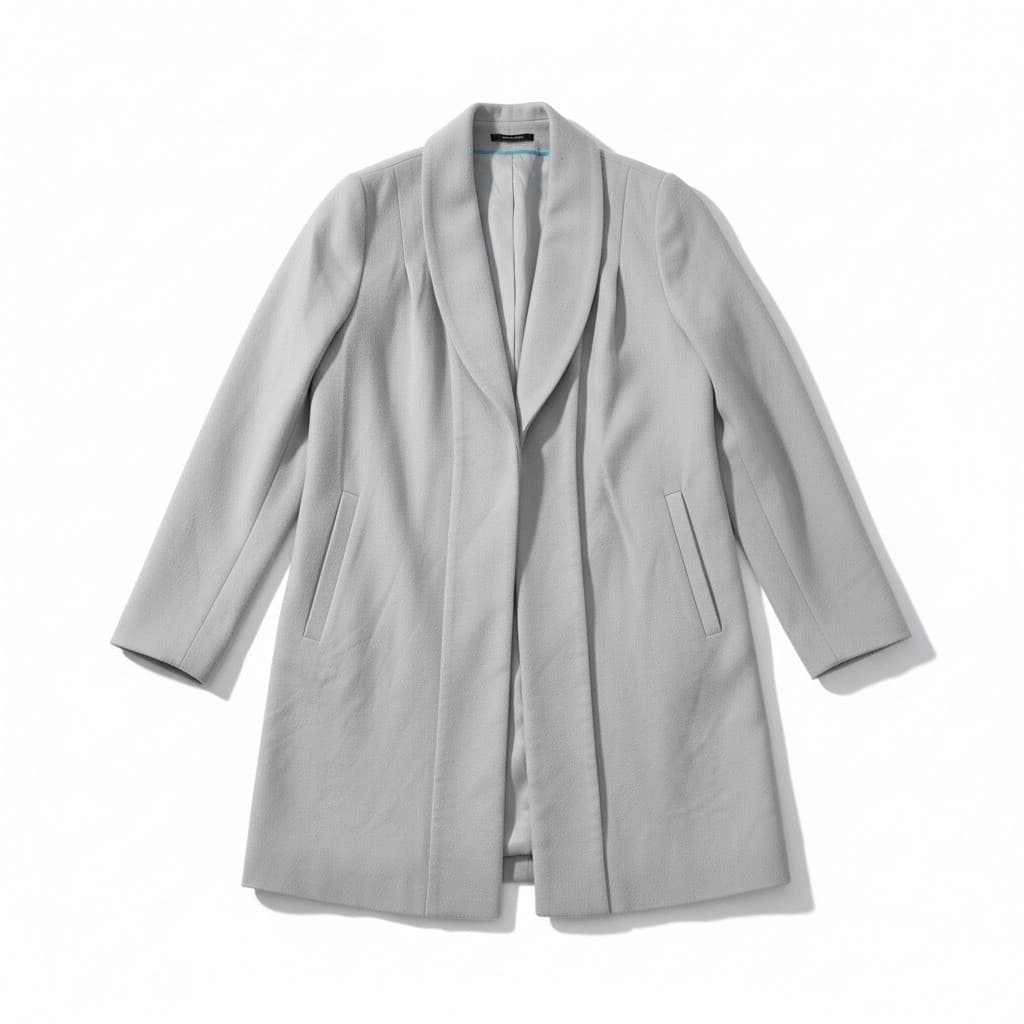 Harve Benard by Benard Holtzman Light Gray Shawl Collar Coat, Woman's Size 8