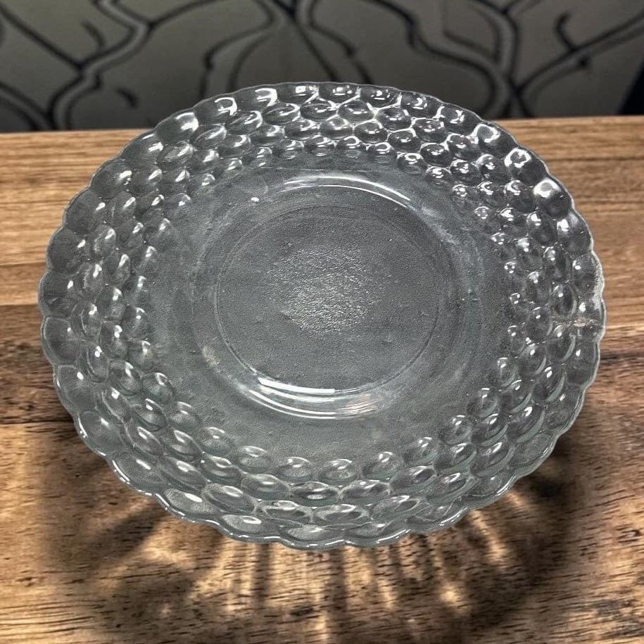 EAPG Bubble Clear Glass Chop Plate, Vtg Honeycomb Serving Platter, Centerpiece