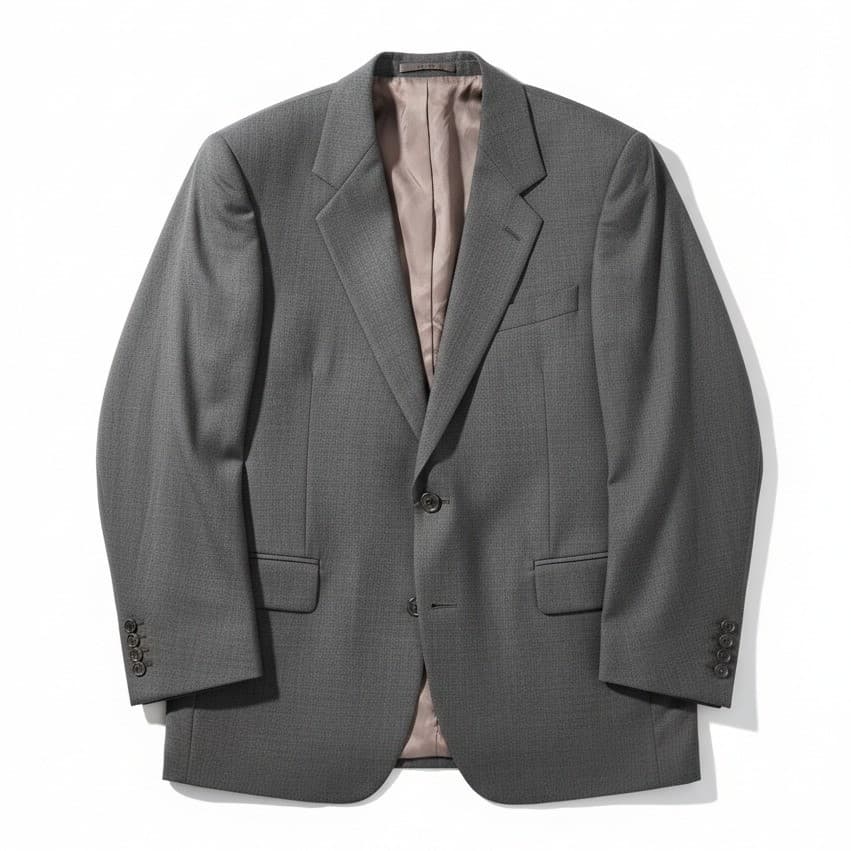Hardy Amies Grey Glen Check Pure Wool Sport Coat, Men's 42R Two Button Blazer