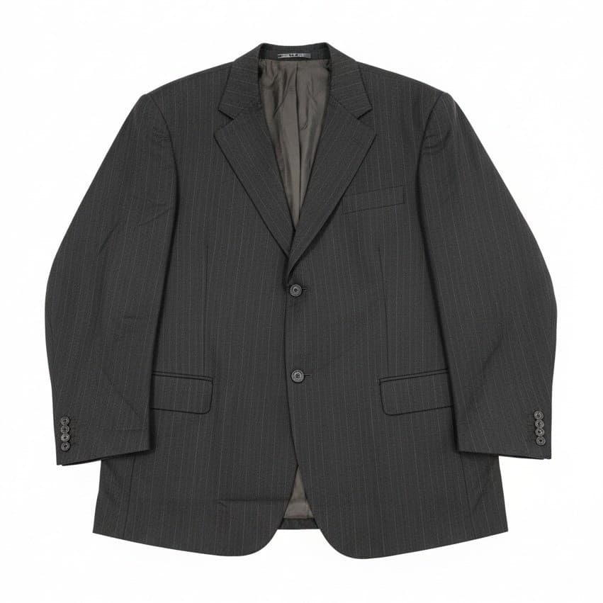 Sartoria Menchetti Italy Wool Charcoal Grey Pinstripe Blazer, Mens 44R Lanerossi
