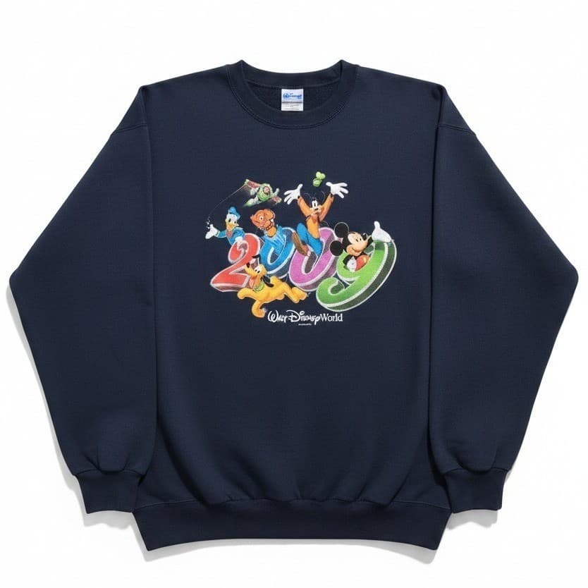 Walt Disney World 2009 Navy Blue Sweatshirt Hanes Mickey Buzz Nemo, Men's XL