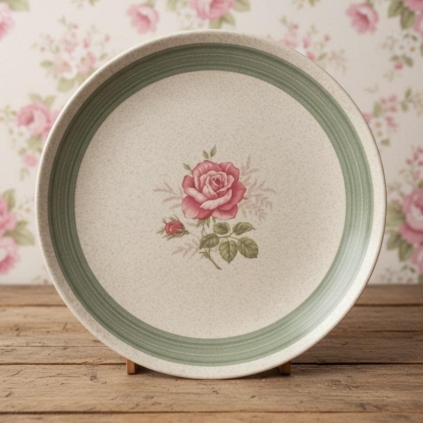 Canonsburg Pottery Blush Pink Dinner Plate, Vintage Round Ceramic Dinnerware
