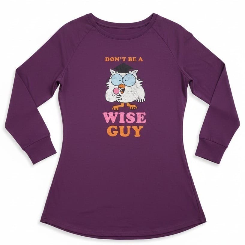 Tootsie Pops Mr Owl Purple Graphic Long Sleeve Nightgown, Unisex XXL Sleepwear