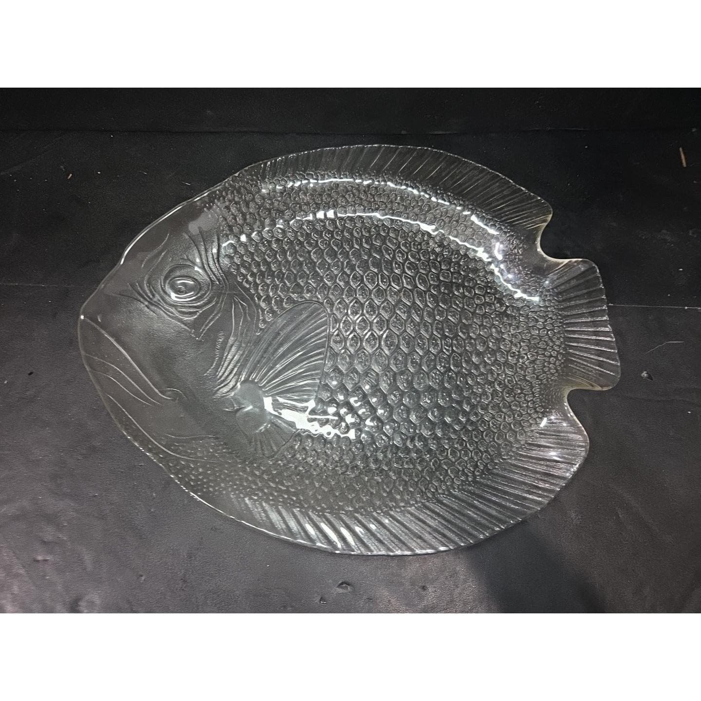 Arcoroc Fish Shaped Glass Platter, 15" Wide France Serving Dish, Entertaining
