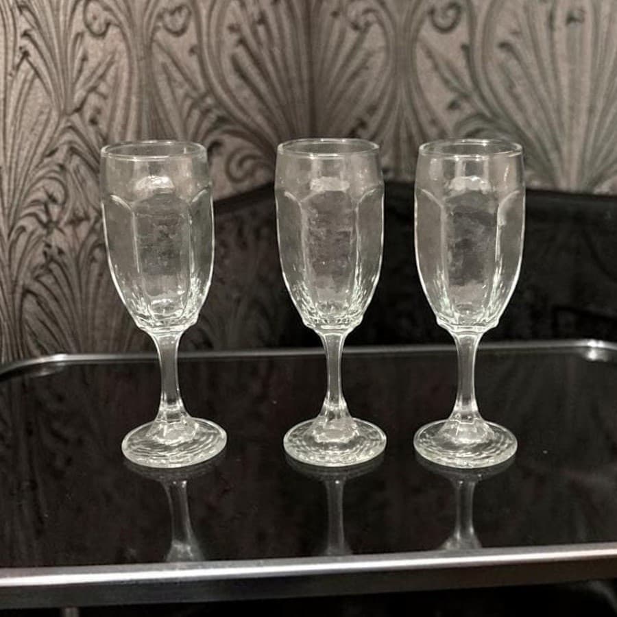 Libbey Chivalry Clear Whiskey Sour Goblets, Set of 3, Vintage Textured Stemware