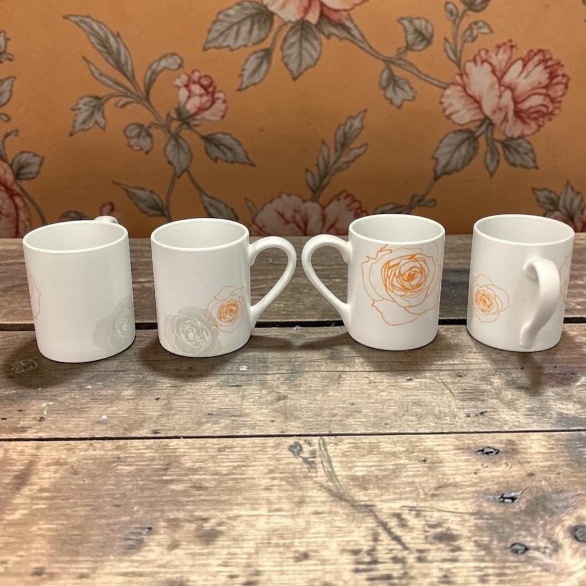 Corelle Coordinates Soliel Roses Coffee Cups, Set Of 4, Vintage Floral Mugs