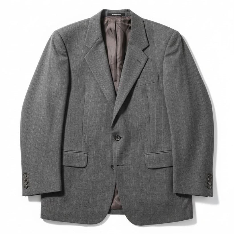 Kingsridge Grey Pinstripe Blazer, Men's 42E Two Button Suit Jacket, Made in USA