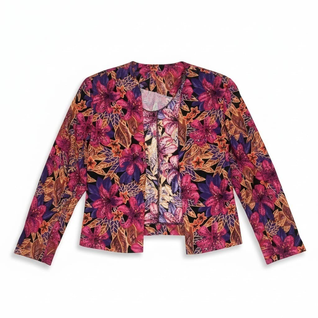 Norton McNaughton Floral Open Front Blazer, Woman's Size 8, Purple Pink Orange