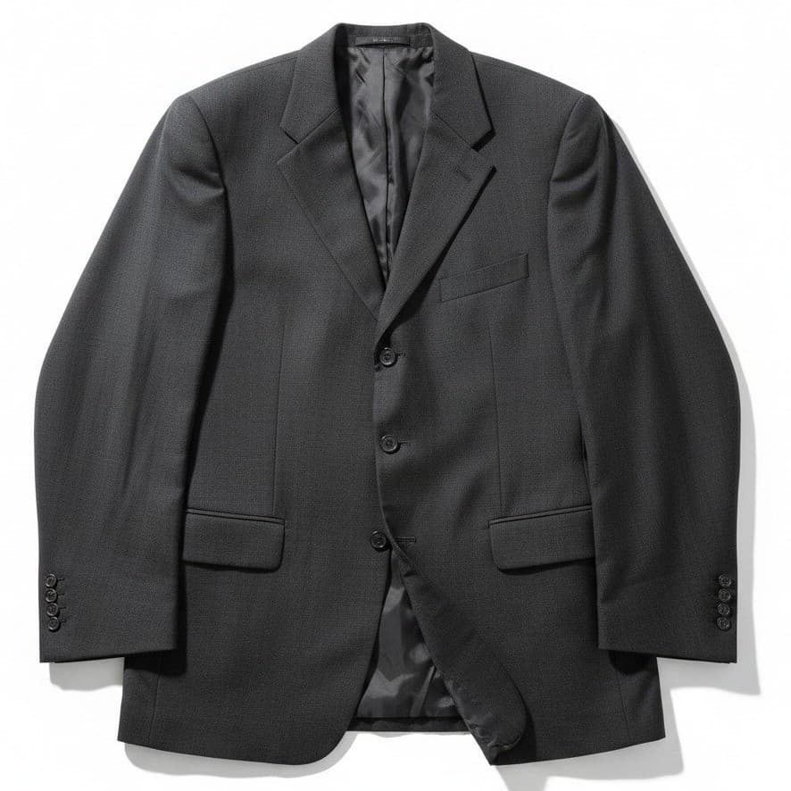 Jones New York Black Wool Cashmere Pinstripe Blazer, Men's 42L Sport Coat Jacket