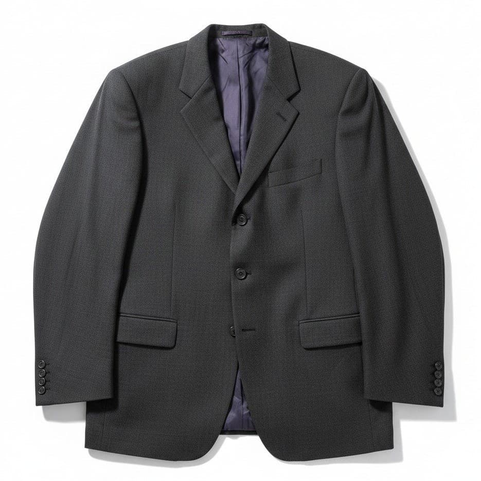 Jones New York Silk Sharkskin Wool Blazer, Charcoal Gray Sport Coat, Men's 44L
