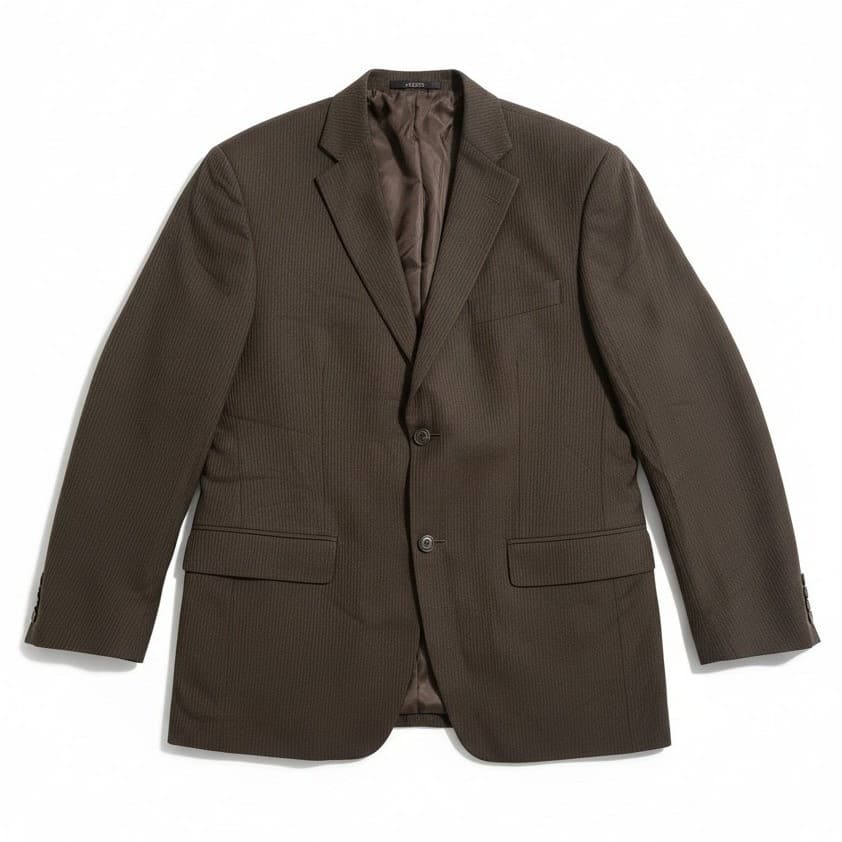 Haggar Brown Pinstripe Two Button Blazer, Men's 40R Sport Coat, Wool Blend