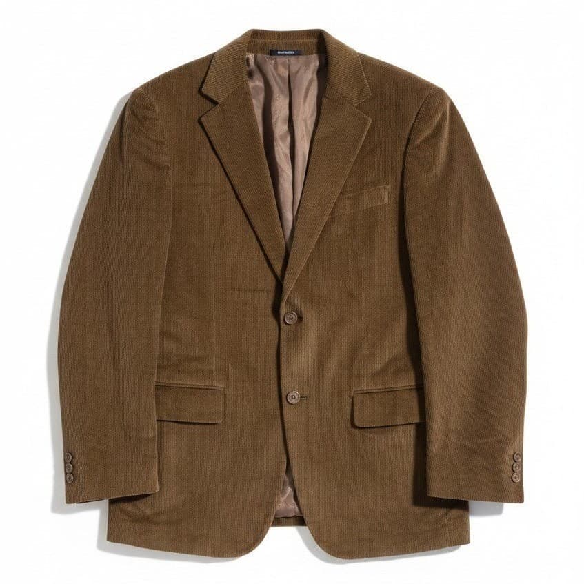 Saddlebred Brown Corduroy Blazer, Men's 38R Jacket, Two Button Sport Coat