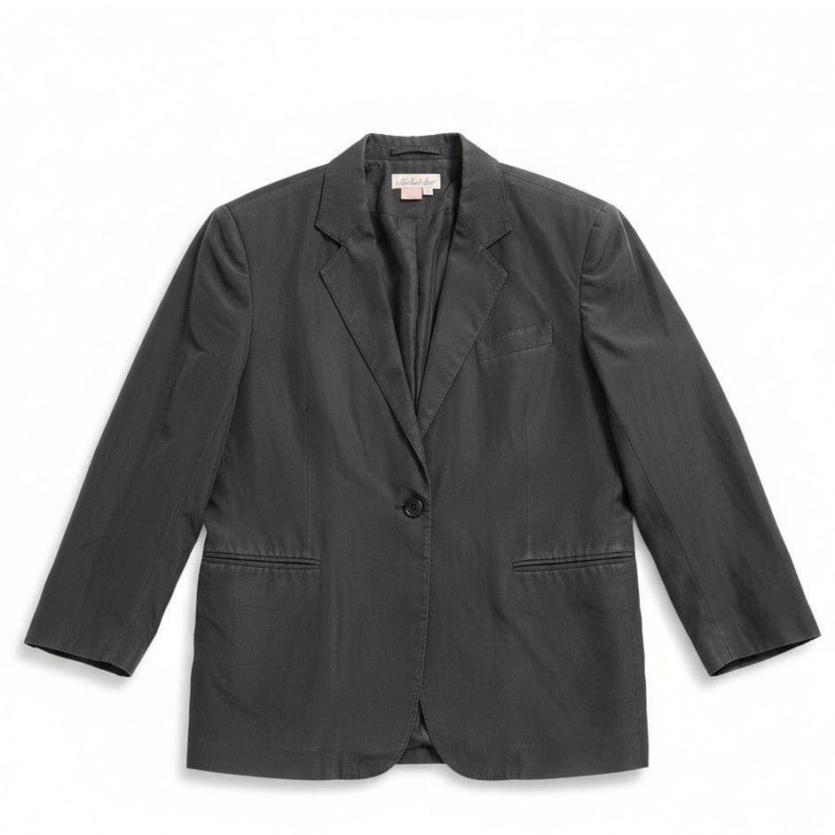 Naked Silk Charcoal Gray Silk Single Button Blazer Jacket, Women's Medium