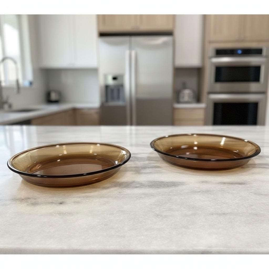 Anchor Hocking Fire-King Amber Pie Plates, Set of 2, Vintage Brown Bakeware