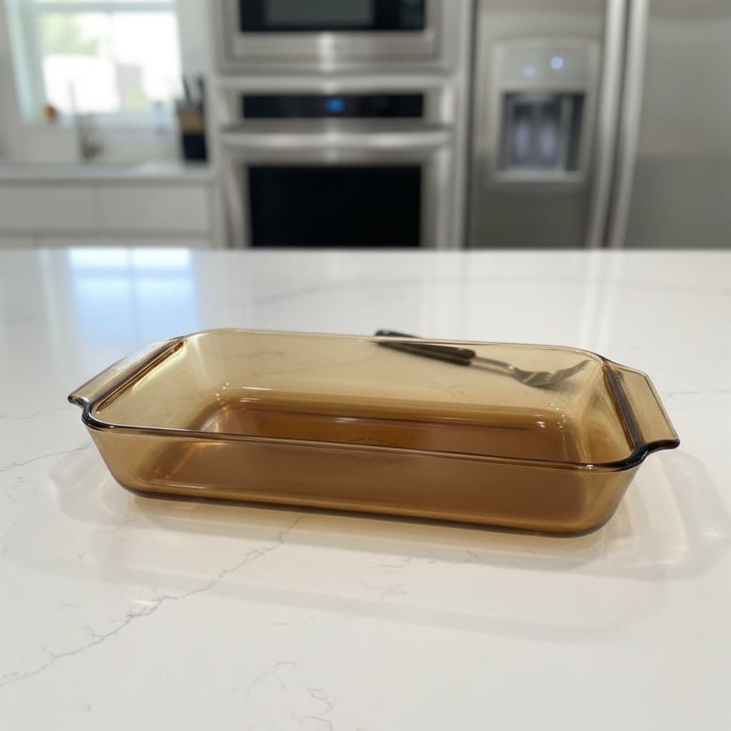 Anchor Hocking Fire-King Amber Brown Casserole #432, 1.5 Qt Rectangle Bakeware