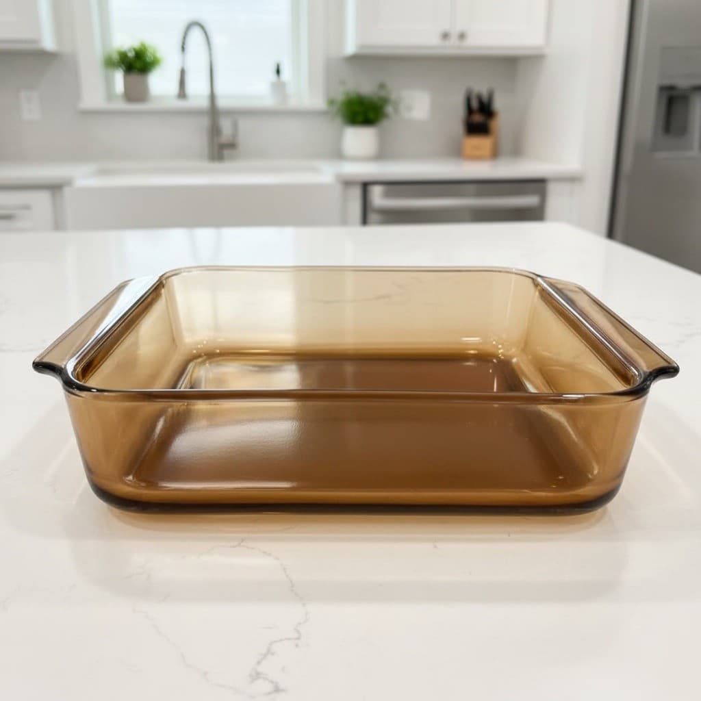 Anchor Hocking Fire-King Square Amber Baking Dish #435, Vintage Brown Bakeware