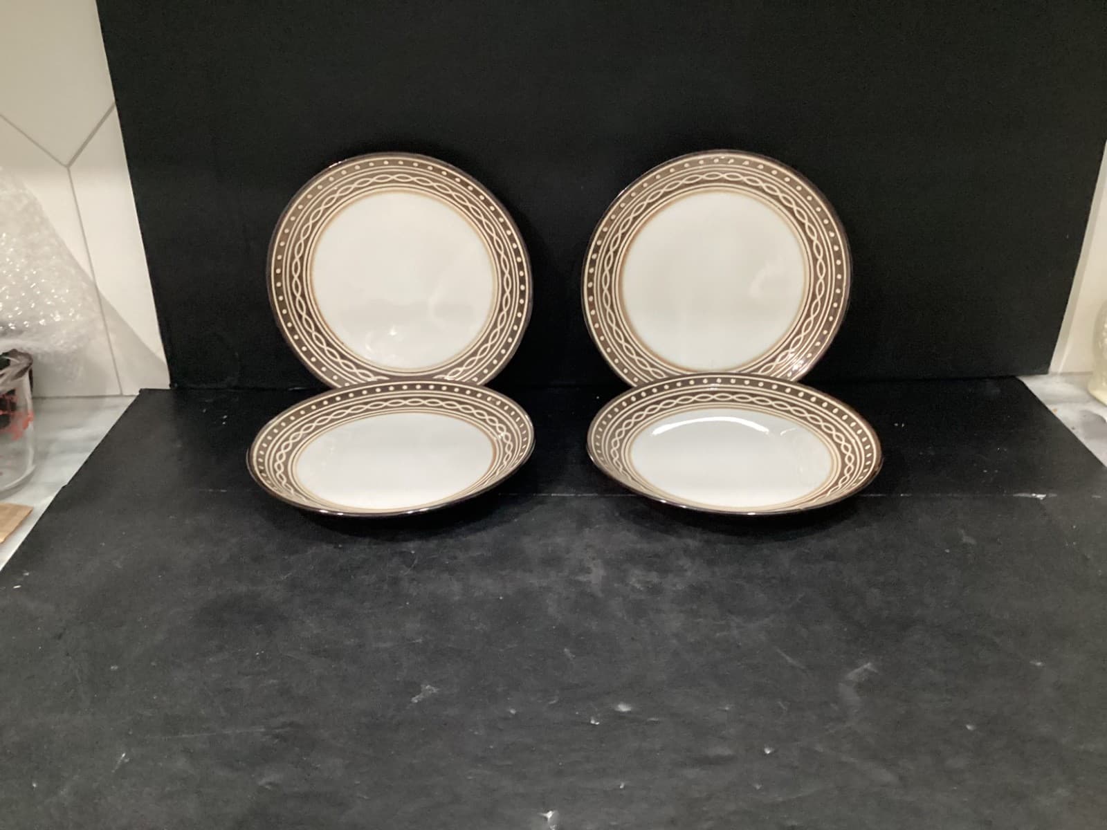 Set Of 4 Gourmet Basics by Mikasa LUCIANA 8.25" Salad Plates