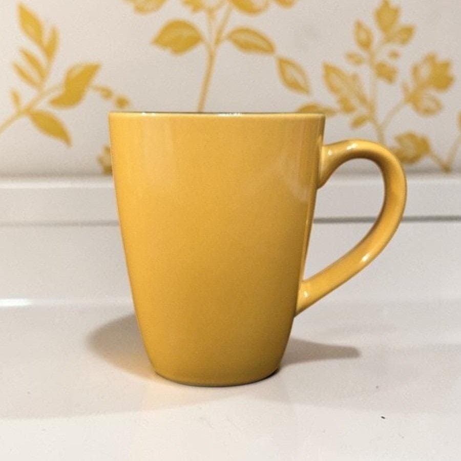 Corelle Hearthstone Yellow Turmeric Square Coffee Cup, Replacement Stoneware Mug