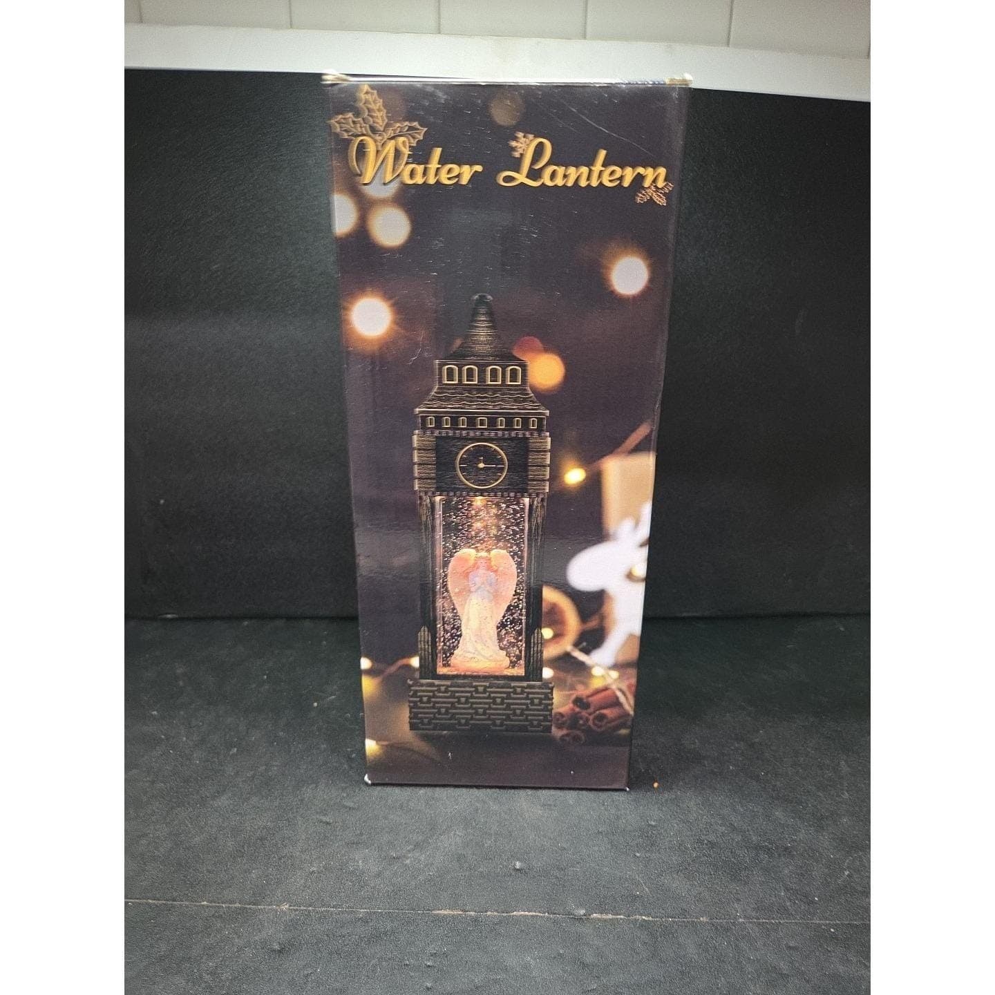 Christmas Holiday Lantern, LED Light Water Globe, Santa Edition Clock Style