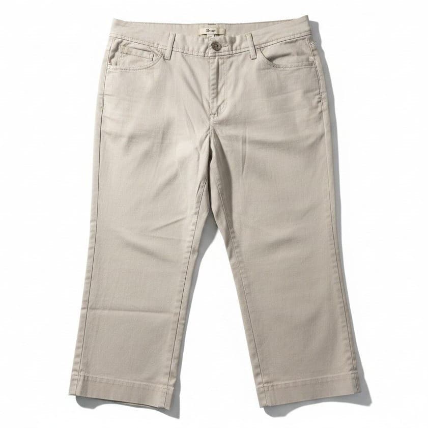 Bass Khaki Tan Stretch Cotton Cropped Capri Pants, Women's Size 14