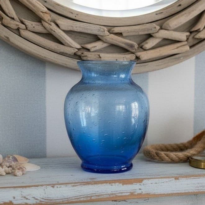 Indiana Glass Bubble Art Blue Vase, Vintage Centerpiece Decor, Replacement