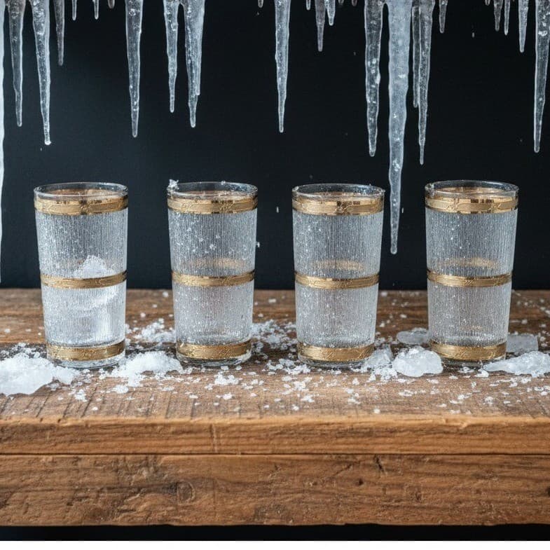 Culver "Icicle" 22K Gold Highball Glasses, Set of 4, Vintage Tumblers, Drinkware