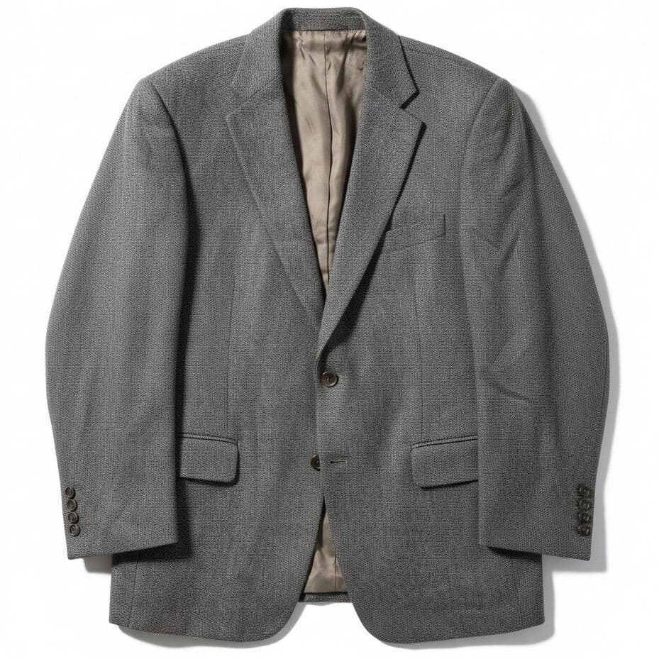 Roundtree & Yorke Gray Brown Micro Pattern Blazer, Men's 46L Sport Coat