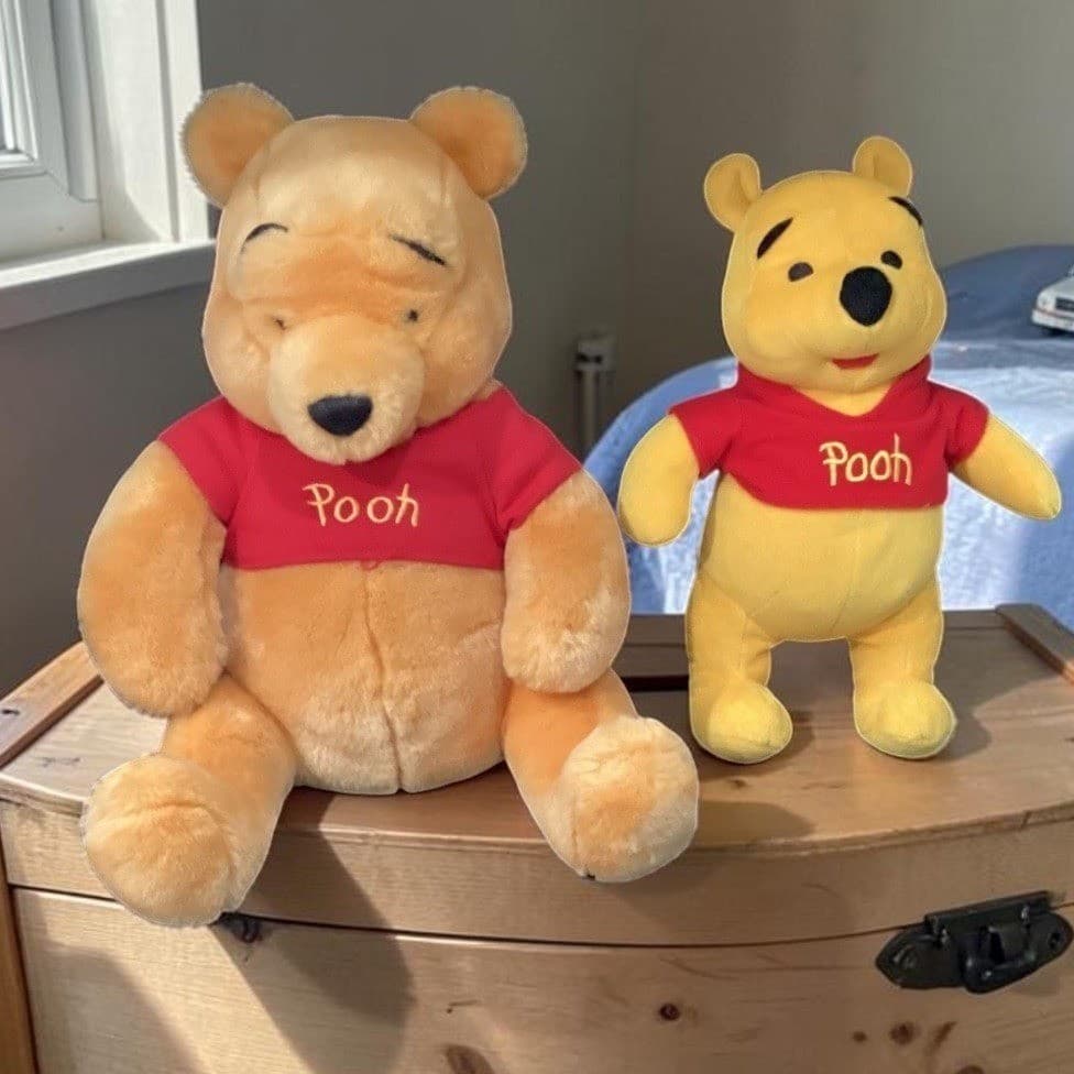 Disney Winnie the Pooh Plush Stuffed Animal Toys, Set of 2 Yellow Red Shirt Bear