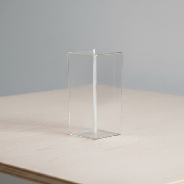 Firelight Glass 7" Diamond Oil Candle Lamp #287, Handblown Clear Glassware Decor