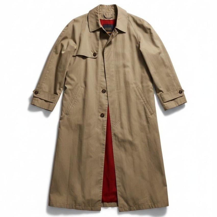 London Fog Tempo Europa Tan Khaki Trench Coat, Red Wool Liner, Women's Petite 4