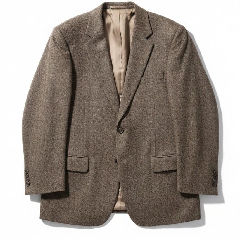 Saddlebred Brown Herringbone 100% Lambswool Blazer, Mens 42L Sport Coat X33024AN