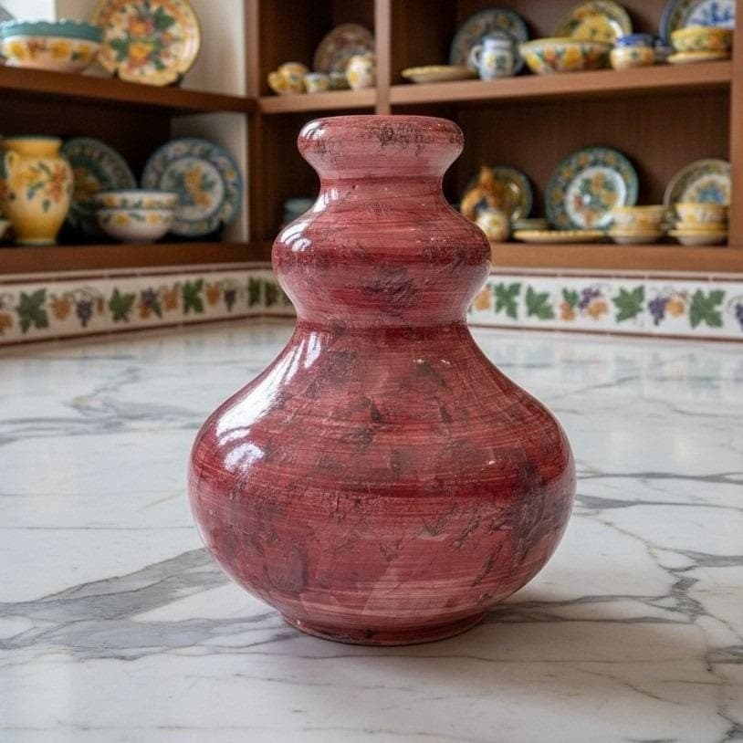 Christina Fortini Hand-Painted Vase, Signed Italian Pottery, Splatter & Stripe