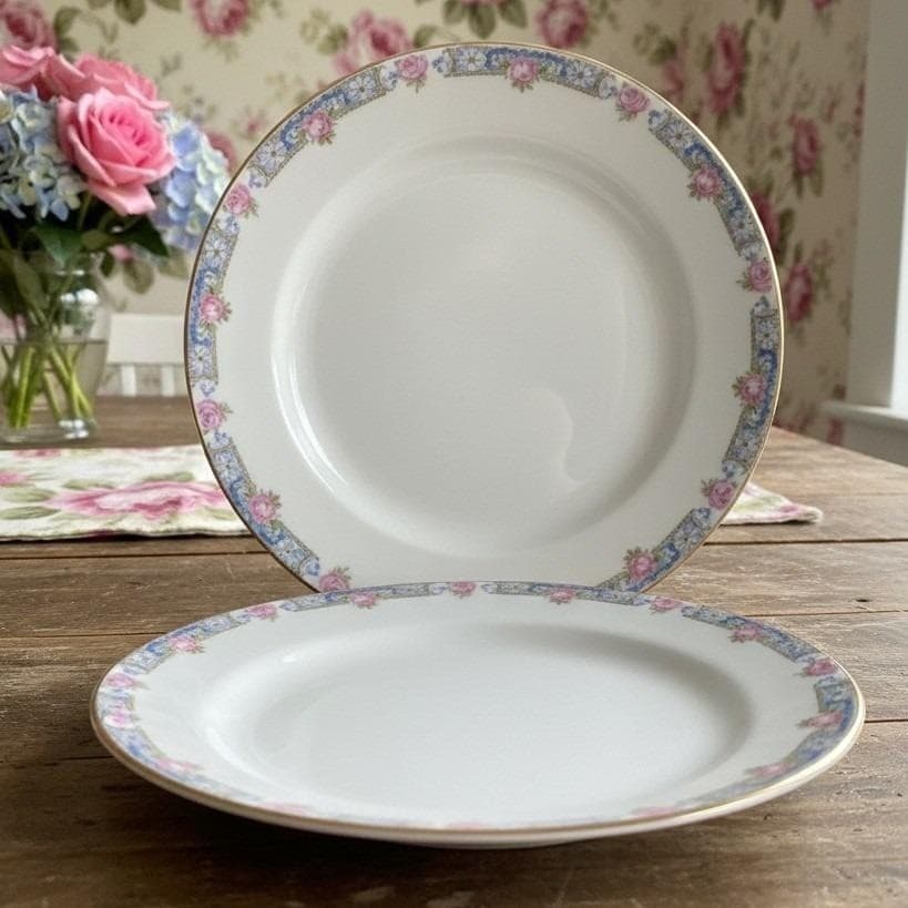 Carrollton H Salad Plates, Set of 2, Vintage Queen Anne Floral Bone China