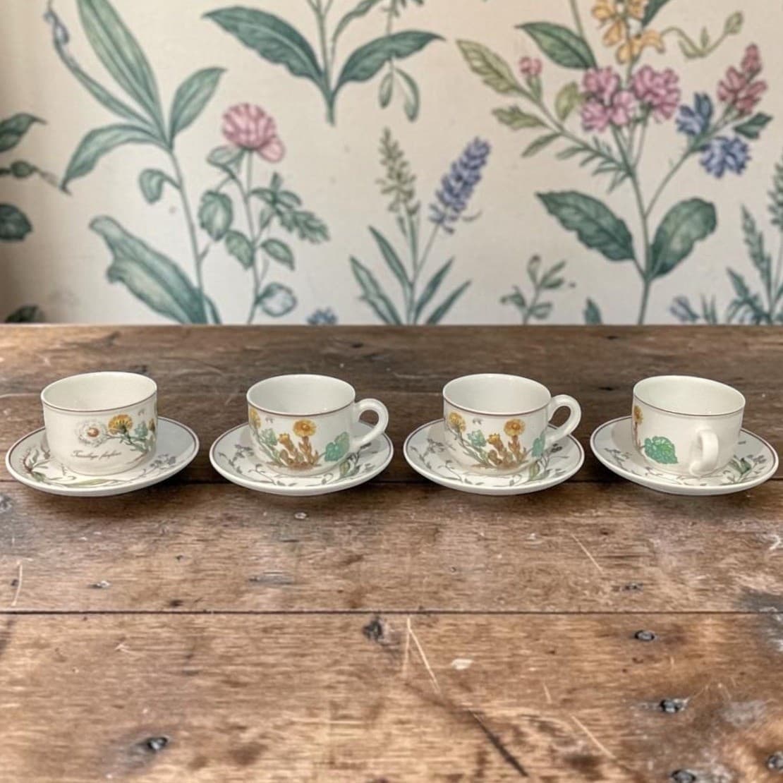 Villeroy & Boch Botanica Teacup and Saucers, Set of 4, Vintage Botanical Design