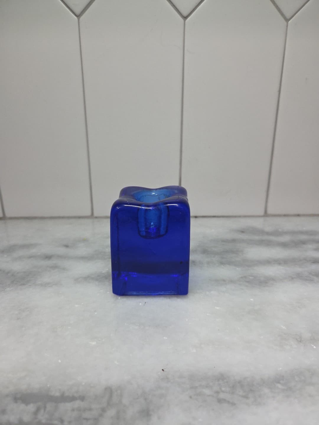 Pier One Cobalt Blue Ice Cube Candle Stick Holder Votive