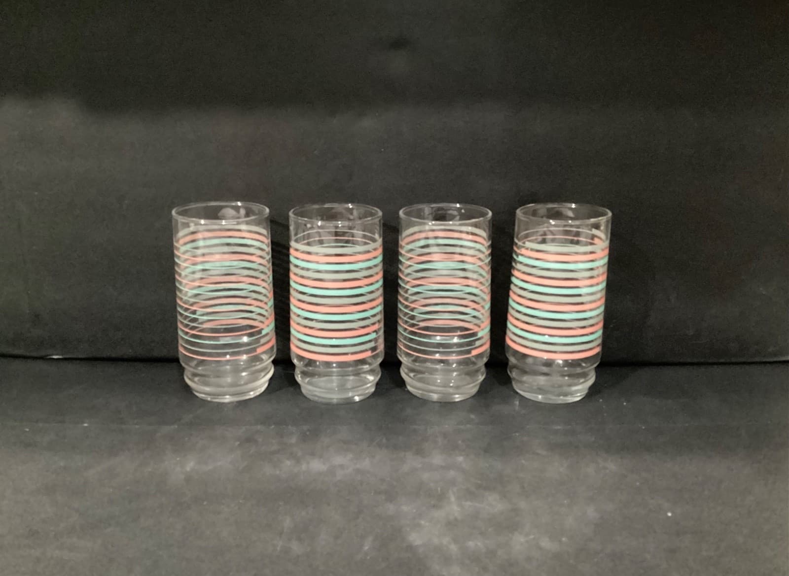 Vintage Indiana Glass 4pc 16oz Drinkware "Ascent" Pastel Colors Tumbler Glasses