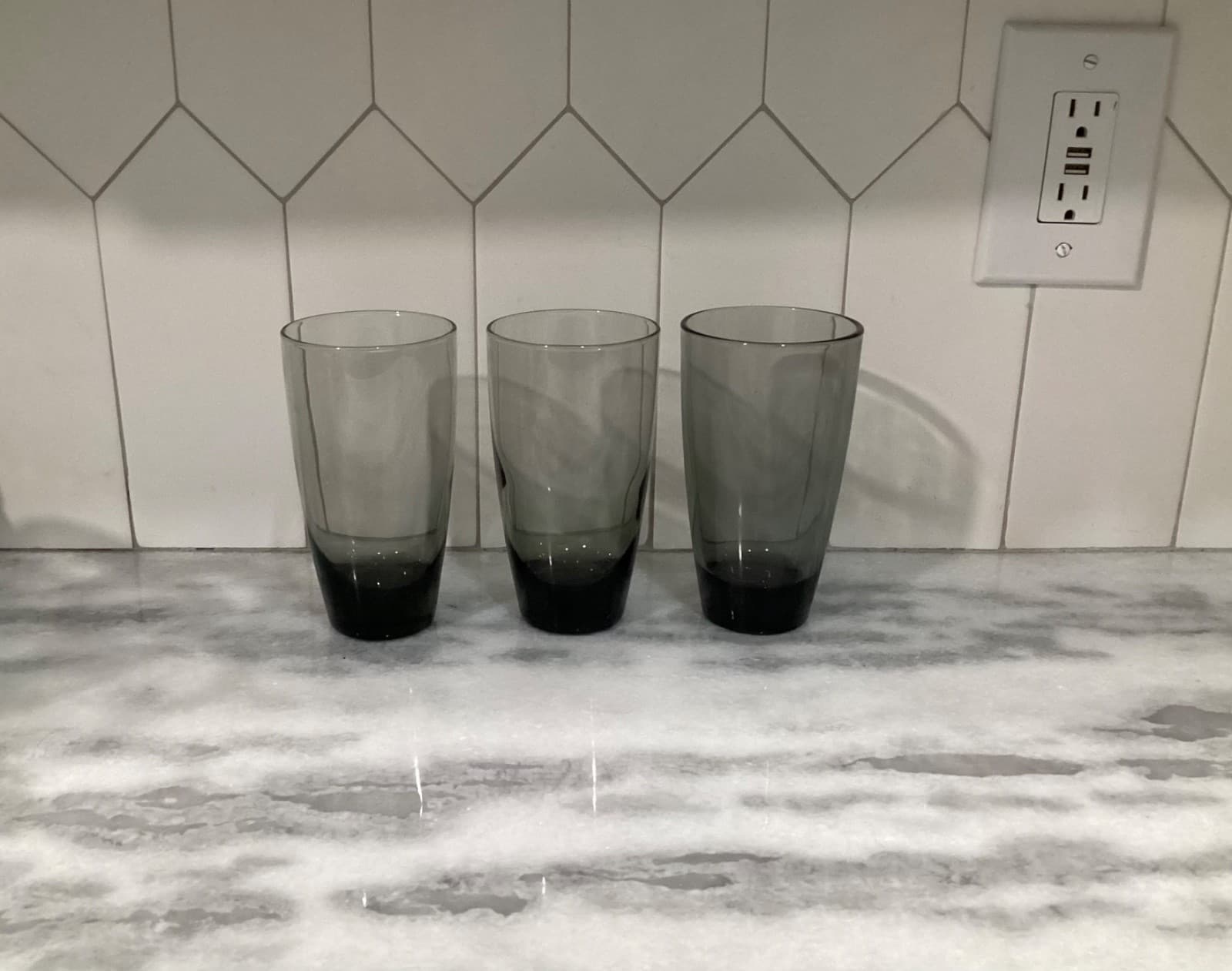 Libbey Classic Smoke Gray Tumblers Drinking Glasses Coolers 16 oz Set of 3