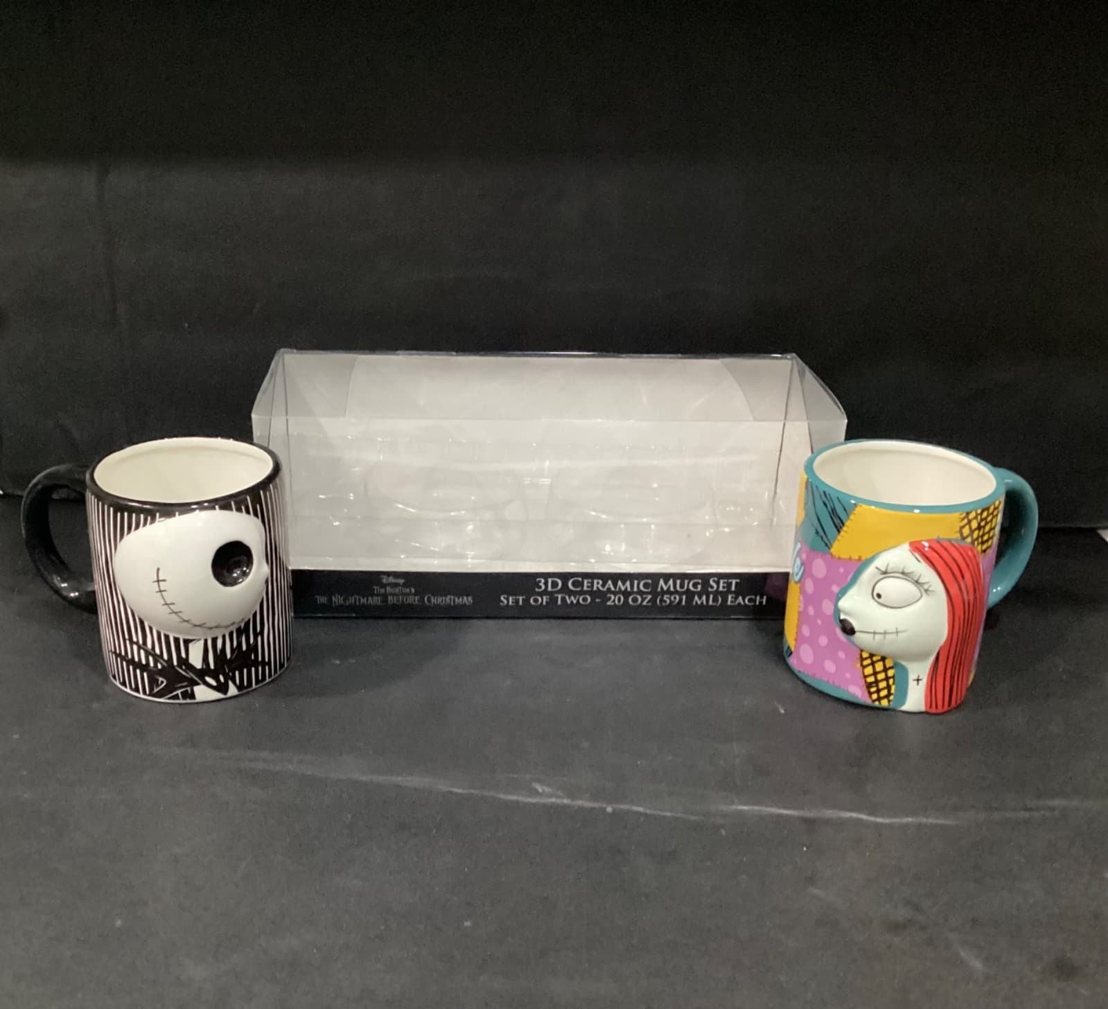 New Tim Burton 3D Sculpted Ceramic Mug Set Nightmare Before Christmas Disney