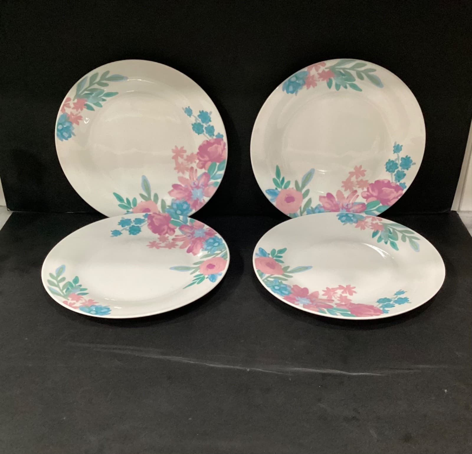 Set of 4 Royal Norfolk 10 5/8" Dinner Plates Home Sweet Home Collection Floral
