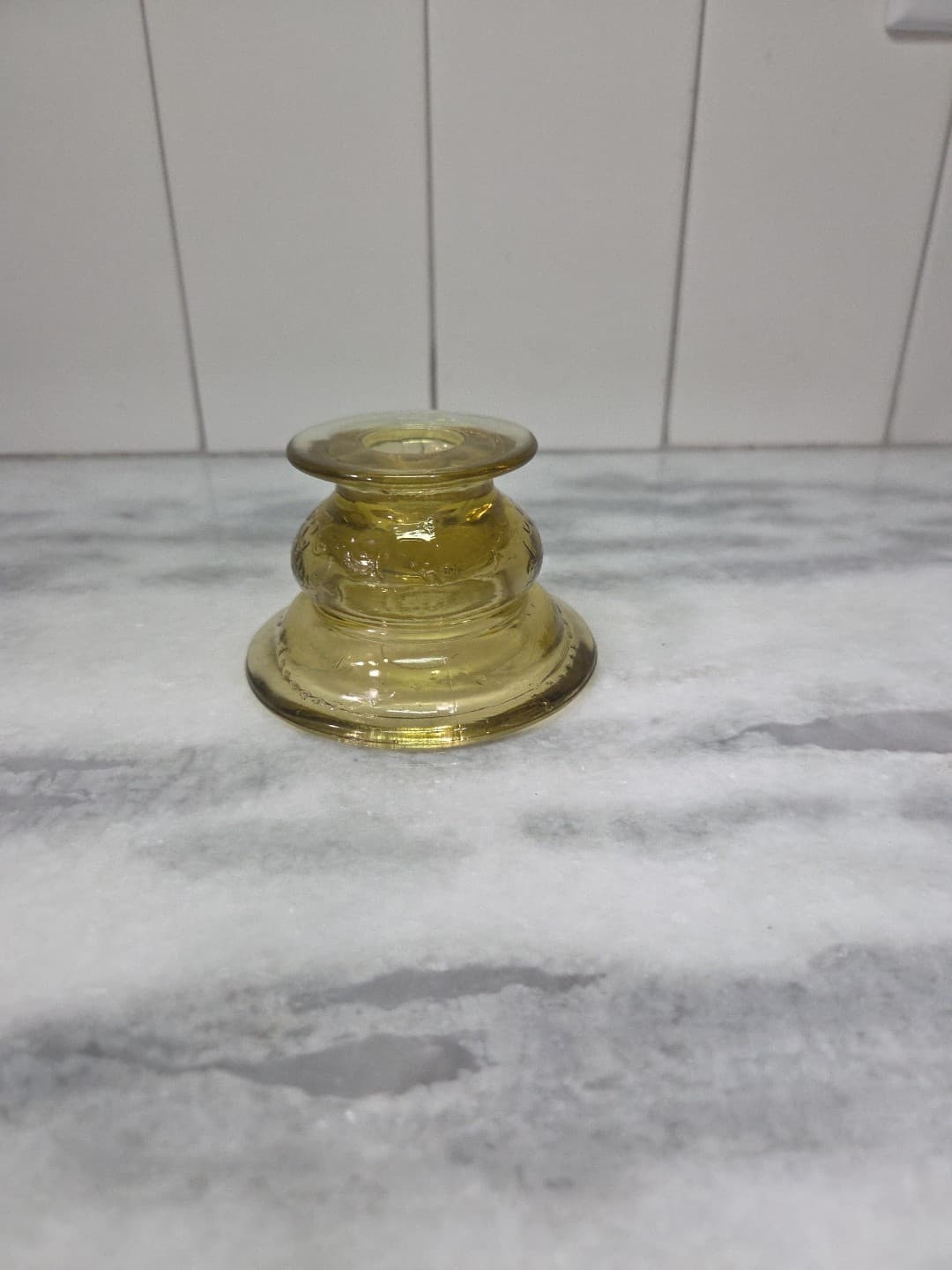 Federal Madrid Amber Glass Candlestick Holder, Vintage Depression Glass, Decor