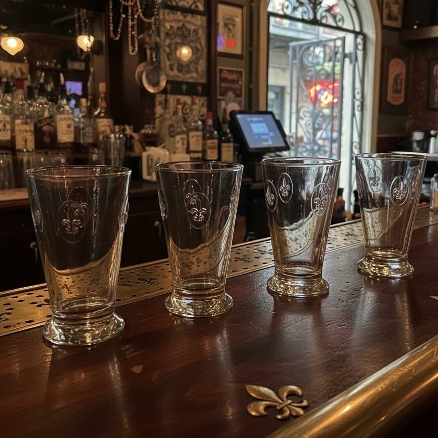 Lot of 4 La Rochere France Fleur De Lis Lys Tumblers Glass Barware Vintage