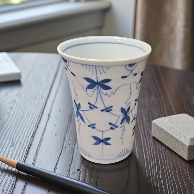 Meissen Style White & Blue Floral Cup, Vintage Pen Holder, Replacement Bud Vase
