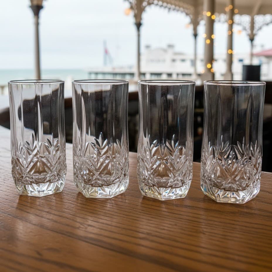 Cristal d' Arques Brighton Crystal 16oz Highball Tumbler Glasses Set of 4