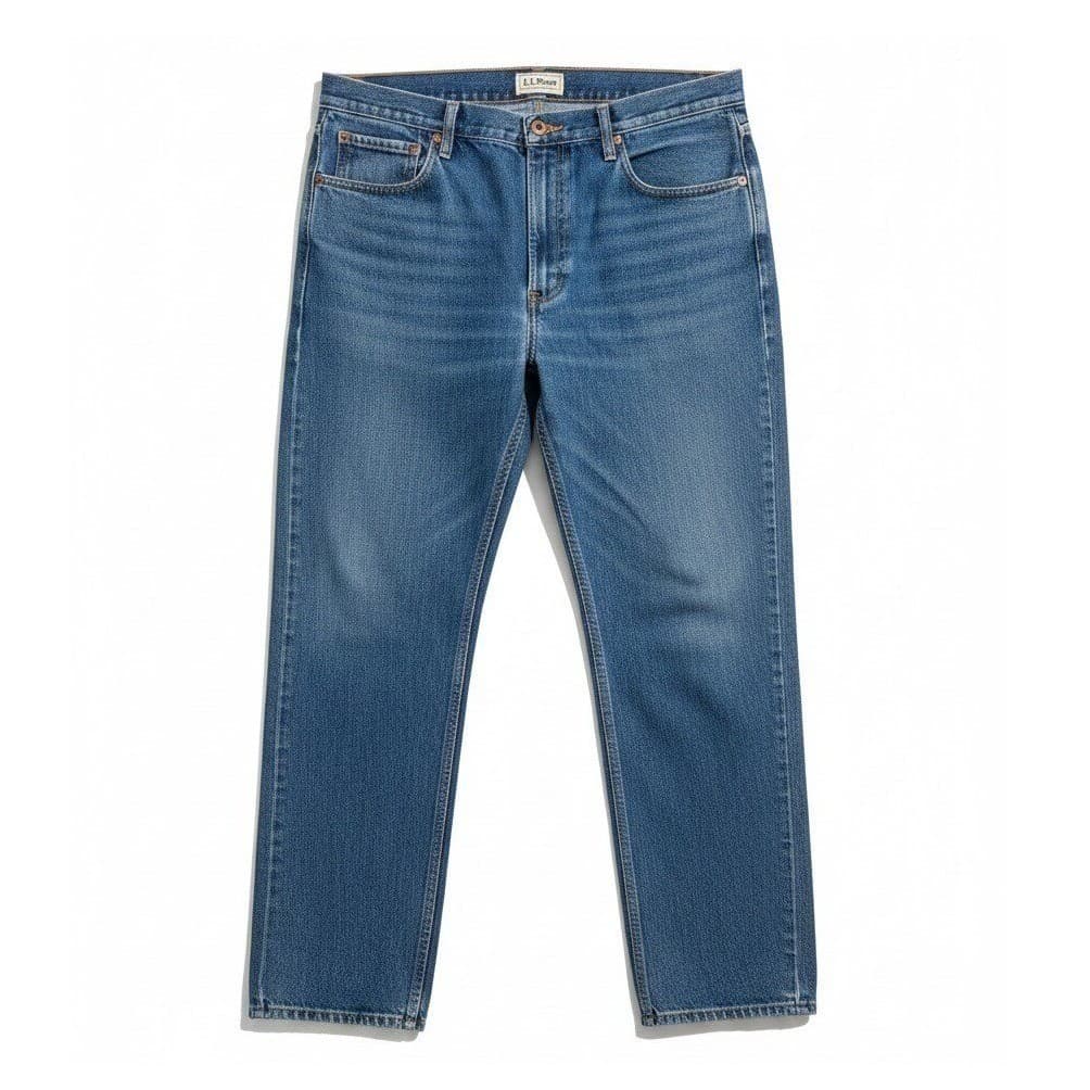 LL Bean Natural Fit Blue Denim Straight Leg Jeans, Men's 46x32, Medium Wash